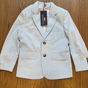 NWT Vineyard Vines Boys Bayside Blue Seersucker Blazer Size 5